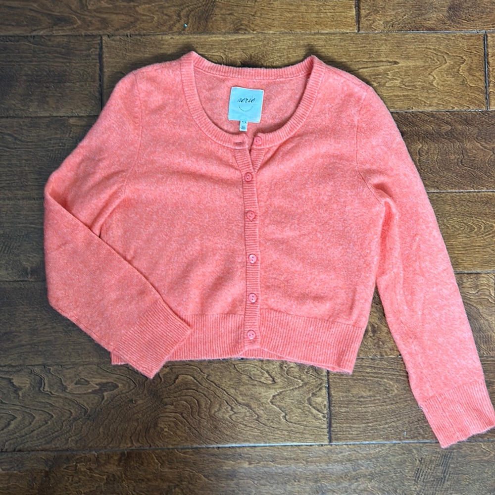 Aerie Campus Cool Plush Cropped Cardigan